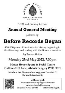 ALLHS AGM and lecture - Before Records Began